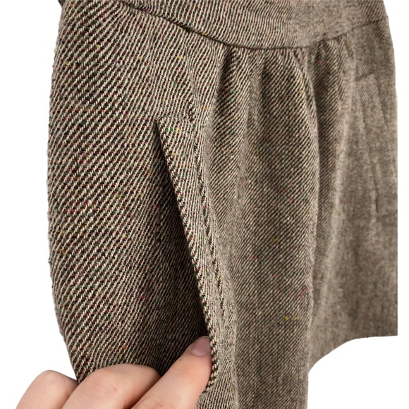 J.Crew Brown Tweed Wool Blend Mini Skirt Lined Slant Pockets Business Casual - Picture 4 of 9